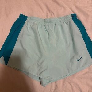 Nike Women's Light Blue and Teal Athletic Shorts